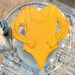 Socialite Square Neck Bodysuit- Yellow Size L